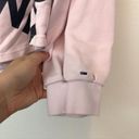 Tommy Hilfiger  DENIM Pink Black Spellout Logo Crewneck Cotton Stripe Sweatshirt Photo 2