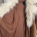 Paige  Kairo Suede Leather Penny Lane Faux Fur Jacket Light Camel Tan Small Photo 9