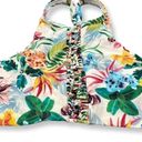 Red Carter  Martinique Macrame Tropical Floral High Neck Bikini Top Bathing Suit Photo 3