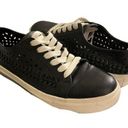 Sam Edelman  Women's Size 9M Raina Black Vegan Leather Woven Lace-Up Sneakers Photo 0