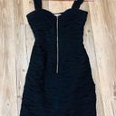 Rebecca Taylor  Ruched Bodycon Mini Dress slate gray silver zipper tie si… Photo 3