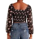 Madden Girl   Floral-Print Peasant Top With Mask, Black Ruched Size XXL NWT Photo 1