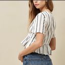 PacSun X LA Hearts Short Sleeve Tie Front White And Navy Stripped Top Photo 4