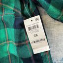 Style & Co Plus Size Boyfriend Sparkle Emerald Green Plaid Button Down 3X Photo 3