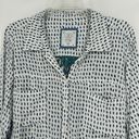 Style & Co  Boho Mixed Print Button Up Shirt White Teal Roll Tab Sleeves Size 1X Photo 1