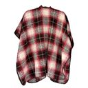 Boutique  Red Black White Tan Plaid Poncho Sweaters One Size Photo 2