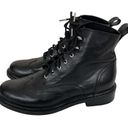 Rag and Bone  Black Leather Wingtip Combat Boots Sz 38.5 Photo 2