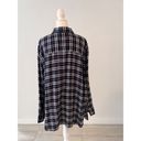 Treasure & Bond  Destroyed Boyfriend Plaid Flannel Long Sleeve Shirt Women's Larg Photo 2