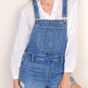 Old Navy Denim Distressed Shortalls Jean Cuffed Short Bib Overalls Size Small Photo 0