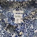 Nicole Miller  Top Blue White Coral Print Linen Short Sleeve Button Down Small Photo 9