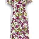 June and Hudson  Women's Floral Wrap Dress Maxi Spring Tie Back Red White Size larg Photo 2