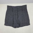 3.1 Phillip Lim  Black Linen Blend Pinstripe High-Rise Paper Bag Shorts Size 8 Photo 6