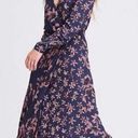 Rag and Bone  Odette V Neck Long Sleeve Blue Floral Wrap Midi Dress US 2 Photo 0