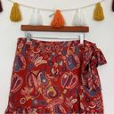 Loft  Red Floral Paisley Ruffle Wrap Skirt Size 12 Photo 4