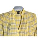 Moda International Gold, Gray, White Plaid w Gold Metallic Threading Shirt Wm S Photo 4