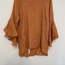 LC Lauren Conrad  Plus Size Slit Back Mini Heart Blouse Orange Bell Sleeve Boho Photo 2