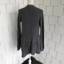 Chelsea28  Women's Grey Dark Heather Ribbed Ruffle Open Front Cardigan sz S Photo 4