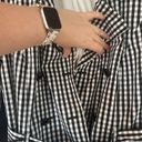 White House | Black Market  size medium black white gingham plaid trench coat Photo 3