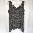 Alfani New  Dot Print V-Neck Shark Bite Hem Tunic Tank Top Black White Photo 2