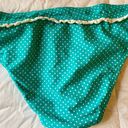 Y2K Vintage 90s Blue Polka Dot String Bikini Size Medium White Ruffle Photo 9