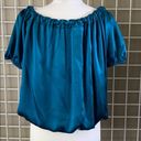 Cynthia Steffe  Silk Neck Bow Blouson Peacock Blue Photo 3