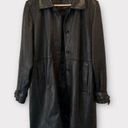 Anne Klein Vintage  Black Mid Length Butter Soft Leather Trench Coat Large Photo 1