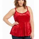 Torrid  Womens Y2K Scoop Neck Crushed Velvet Peplum Tank Top Size 3X Bright Red Photo 0