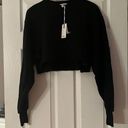 Good American  Black Crewneck cropped sweatshirt NWT Size XS Photo 0