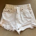 ZARA white ripped denim shorts Photo 0