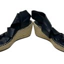 Eileen Fisher  Willow Espadrille Wedge Sandal Black Leather Size 6 Photo 3