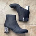 Unisa Black Satin Silver Block Heel Ankle Boots Size 6.5 Photo 1