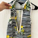 Boston Proper  Sleeveless Tank Lemon Racerback Chic Zip Dress Navy White M Photo 7