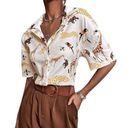 Jungle Animals Women's short Sleeve Collared Blouse or Shirt Size XL Brown Photo 0