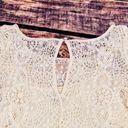 American Eagle  Lace Bell Sleeve Mini Dress‎ Medium Cream Geometric Keyhole Back Photo 9