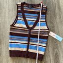 Urban Outfitters Witty fox ribbed striped y2k sweater tank brown blue medium NEW NWT Photo 6