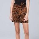 White House | Black Market  Tiger Print 5” High Waisted Belted Satin Shorts Size 2 Photo 1