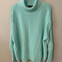 a.n.a Turtle Neck Cable Knit Aqua Blue Sweater, Large Photo 0