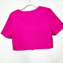 Amanda Uprichard  Lenora Cranberry Barbie Pink Button Down Jacquard Crop Top Photo 9