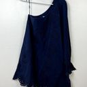 Hill House  Milla Linen Eyelet Mini One Shoulder Dress Womens Sz. Small Navy Blue Photo 0