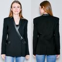 Helmut Lang  Palm Suiting Seamed Blazer Leather Trim Black Size 2 NEW Photo 1