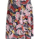 Petal Boden Crinkle Bias-Cut  Stamp Midi Skirt Navy Pink Orange Yellow Size 6 Photo 0