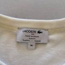 Lacoste  Top Womens 36 Small White Yellow Pique T Shirt Tennis Preppy Organic Photo 2