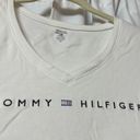 Tommy Hilfiger White Logo V-neck Cotton Short Sleeve T-Shirt Size Small Photo 1