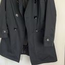 Saks Fifth Avenue Black Trench Coat with Removable Hood Size Medium Photo 3