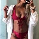 deep red high waist wrap front 90’s beach babe cheeky bikini Photo 0