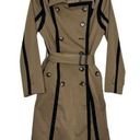 Burberry  London Camel Tan Black Contrast Trench Coat Belted Double Breasted Photo 0