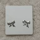 Boutique Coquette Silver Bow Stud Earrings Photo 2