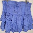 Aerie  Womens Size XL Tiered Ruffle Mini Skirt  Periwinkle Blue Elastic Waist NWT Photo 0