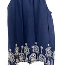 Loft  Navy Blue Embroidered Sleeveless Blouse Sz M Photo 4