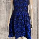 Gabby Skye  Floral Velvet Sleeveless A-Line Dress Blue Black 6 Photo 1